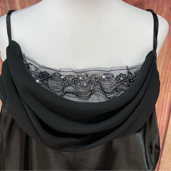 Lane Bryant black satin chiffon sequins adjustable straps camisole cami size 16 - Picture 3 of 17